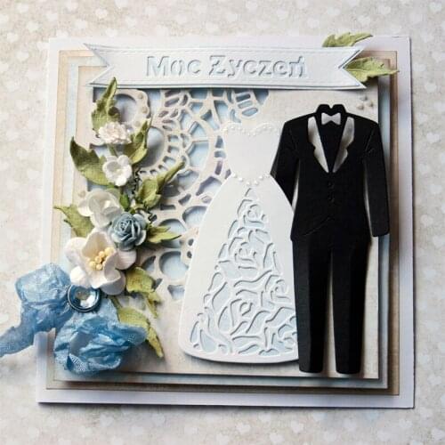 Bride Dress Bridegroom Suit Metal Cutting Dies for DIY Craft Making Wedding Invitation Anniversary Card Decorative Stencils