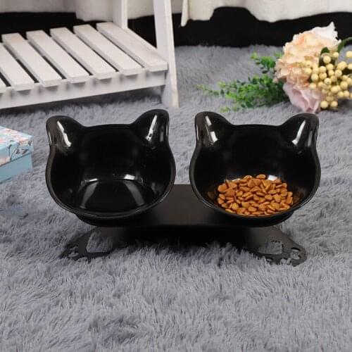 Pet Slow Feed Protect Spine Water Food Bowl Non-slip Cat Bowls Double Pet Bowls With Raised Stand Pet Feeding Drinking Supplies