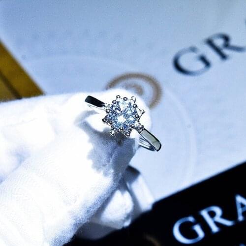 Fashion Snowflake Open Rings Inlay Dazzling 6.5mm Zircon Luxury Fine Jewelry For Women Wedding Engagement Valentines Day Gifts