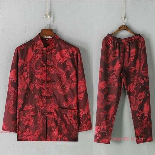 Men Silk Martial Arts Wushu Tai Chi Set Tang Suit Wing Chun Kung Fu Suit Uniform