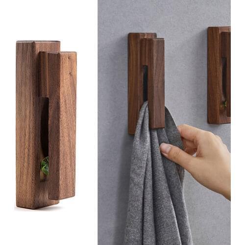 Retor Wood Towel Hooks Wall Mount Rack Suspension Storage Adhesive House Decor Organizer Bathroom Kitchen hook