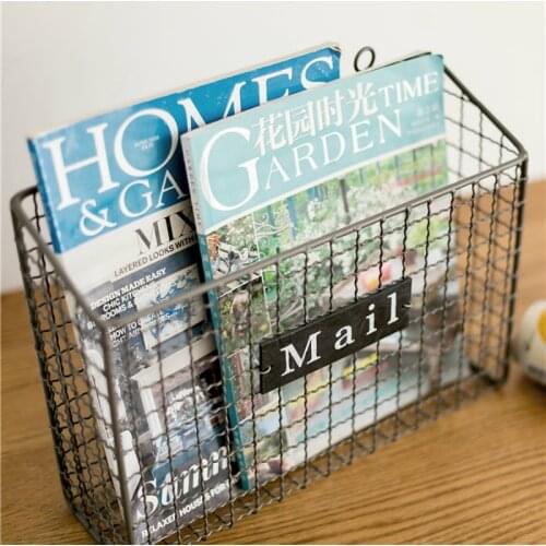 Wall Hanging Creative Newspaper Holder Living Room 36X13X28cm Metal Magazine Rack