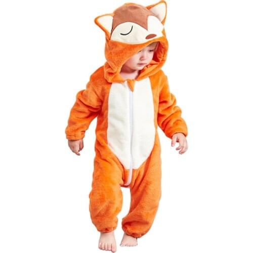 New Childrens Jumpsuit Autumn And Winter Newborn Baby One-piece Rmper Flannel Cartoon Fashion Children Fox Romper for 0-2Y