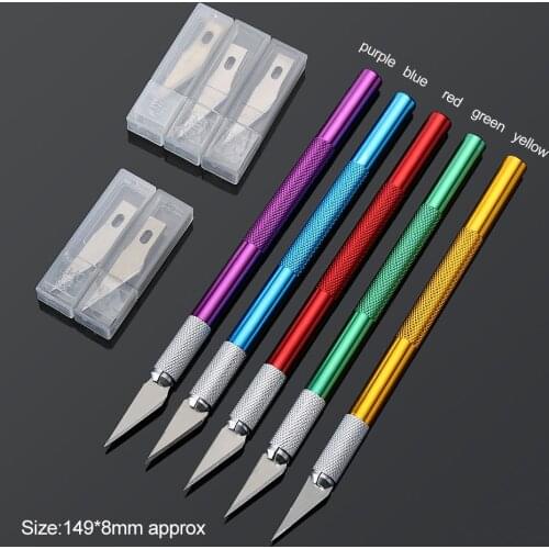 Metal Carving Knife w/ 6Pcs Blade Home Multifunction Fruit Cake Carving Engraving Cutter Non-slip Handle DIY Crafts Pastry Tools