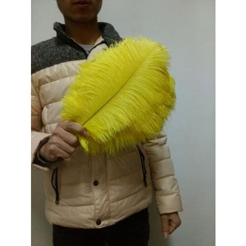 Wholesale 50 pc high quality Yellow ostrich feather 12-14inches / 30-35CM diy decorative vases / Accessories / Apparel