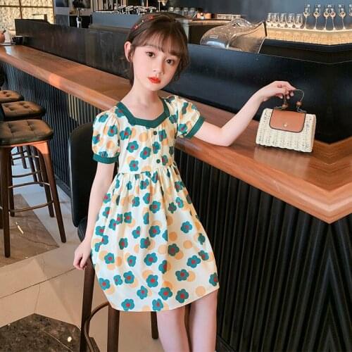 Teenager Girls Polka Dot Dress Summer Elegant Classical Korean Dress School Kids Princess Clothing 6 8 10 12 13 14Years Old