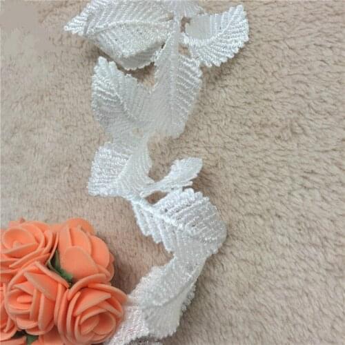 Soluble White Black Polyester Leaves Embroidered Lace Trim Ribbon Handmade DIY Sewing Craft For Costume Hat Decoration