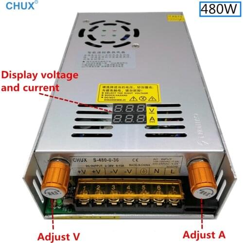 Adjustable Switching Power Supply 480W With Digital Display SMPS for LED DC 12V 5V 24V 36V 48V 60V 80V 90V 120V 160v 220V