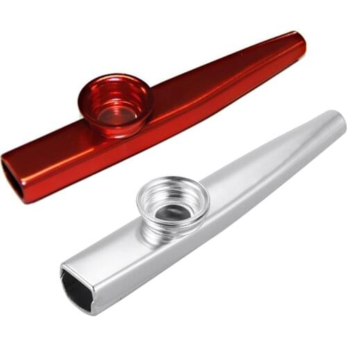 1Pcs Silver Kazoo Aluminum Alloy & 1Pcs Mirliton Made Of Aluminum Alloy with Red Membrane