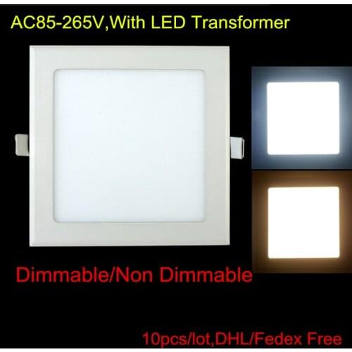 LED Lamp 3W/6W/9W/12W/15W/25W LED Indoor light Square Recessed LED Downlight AC85-265V With LED Transformer 10pcs/lot DHL Free