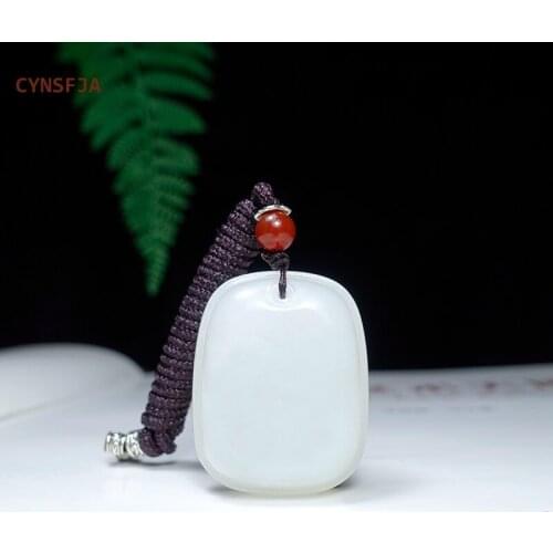CYNSFJA New Real Rare Certified Chinese Hetian Jade Nephrite Lucky Amulet Peace Jade Pendant White High Quality Best Gifts