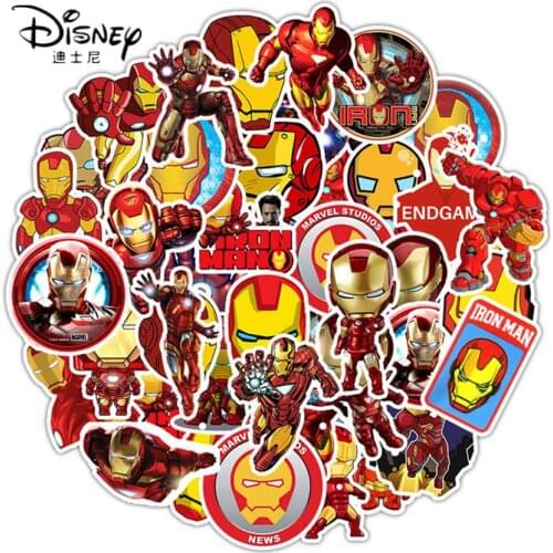Disney 35Pcs Marvel Avengers Spiderman Ironman Stickers Waterproof Skateboard Guitar Car Luggage Personalized Graffiti Sticker