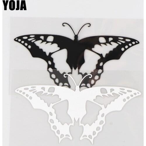 YOJA 13.2×7.2CM Vinyl Cartoon Animals Butterfly Bonny Car Sticker Decal Black/Silver 19C-0062