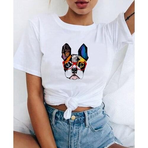 Women Clothes 2019 Dog Pattern T shirts Lady Fashionable Tees Summer Short Sleeve Female Tops Harajuku Plus Size Streetwear