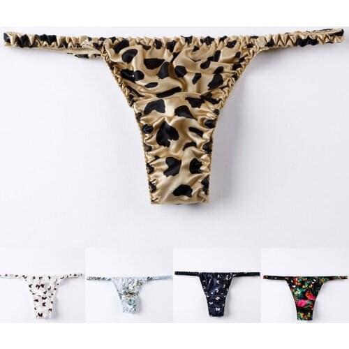 Women Mulberry Silk Underpants Breathable Printed Thong G string Seamless Panties Female Fashion Low-Rise Underwear Fashion