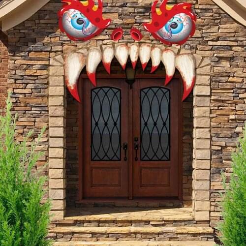 1 Set Halloween Window Door Clings Decals Horror Eyes Fangs Paws Halloween Glass Decals Stickers Party Decorations