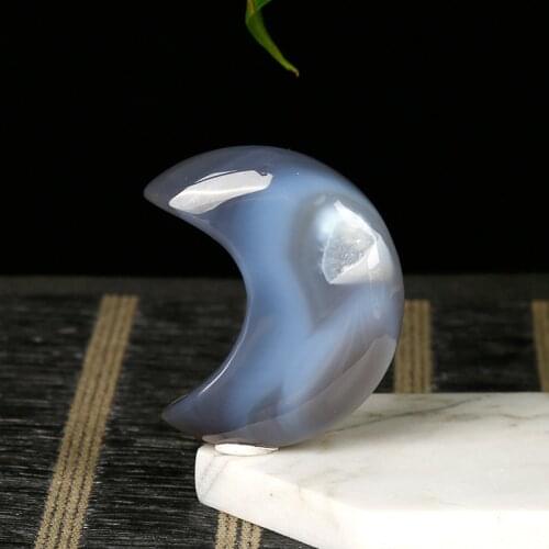 1PC Natural agate crystal tooth moon statue high quality home mineral nordic shelf crystal home decoracion moderno DIY gift