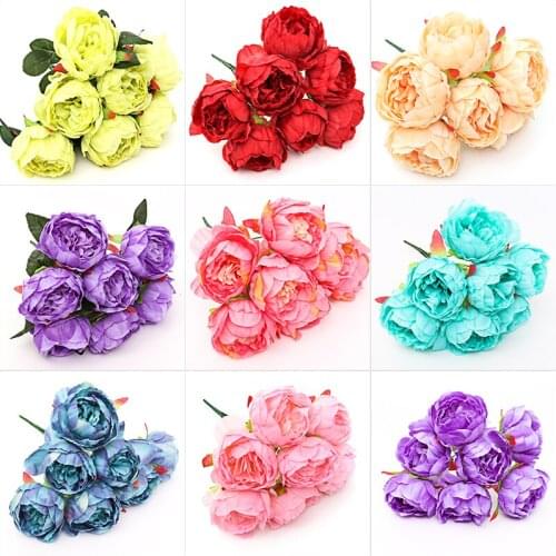 1 piece Rose Silk Peony Artificial Flowers Bouquet1 Bunch 7 Forks Pretty Fake Flowers for Home Wedding Party Home Decor Flowers