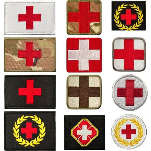 1pcs Tactical Morale Badge Cross Medical Rescue Outdoor Bag Sticker Patch Embroidered Velcro Wholesale Armband Badge