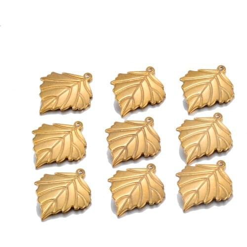 10PCS Stainless Steel Charms Leaf Earring Charm Pendants DIY Floating for Jewelry Making Wholesale