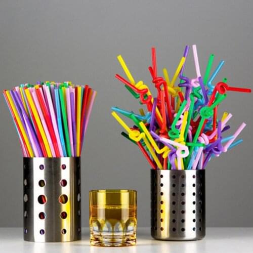 100Pcs Drinking Straw Eco-friendly High Flexibility PP Assorted Colors Bendable Straw