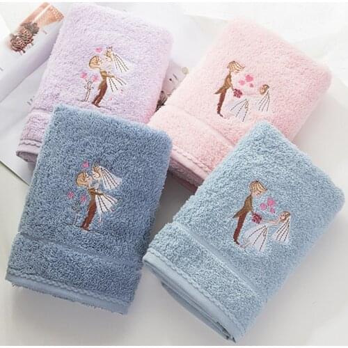 2pcs 125g 34*75cm Cotton Hand Face Towel Absorbent Wedding Event Honeymoon Gift Hotel Bathroom Decor Bride Fiance Presents T5