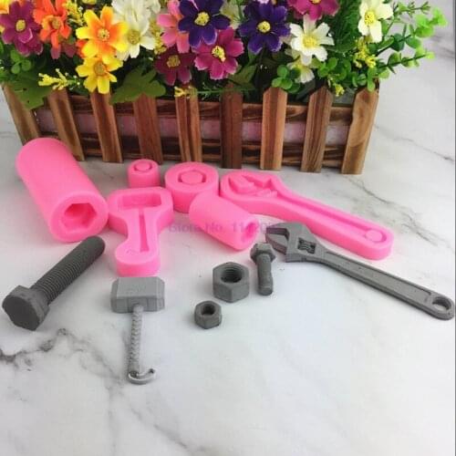 200pcs Household Screws Hammer Wrench Mold Silicone Fondant Chocolate Candy DIY Baking Cake Decoration Tool Houseware Resin Art