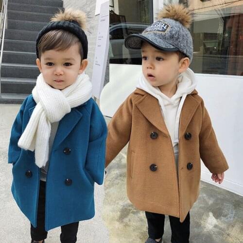 2021 Boys Wool Jacket Long Jacket Fall/Winter Childrens Windproof Jacket Childrens Clothing Warm Boys Wool Jacket Jacket 2021