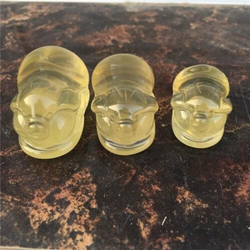 3pcs Lucky pig cute small size Pure crystal natural citrine crystal figurine healing crystals for home decoration wholesale