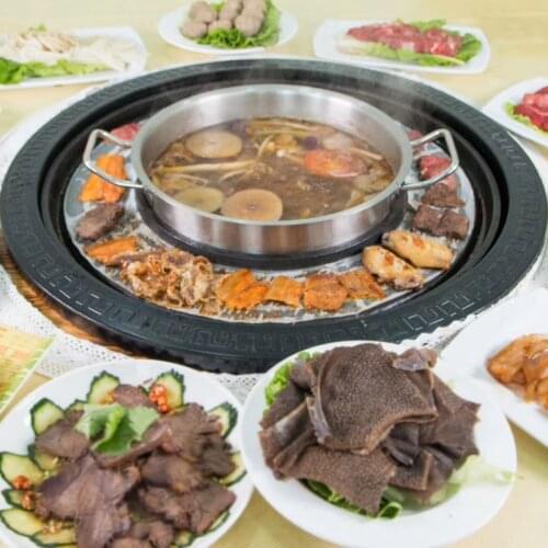 4000 Electric Stove For BBQ and Hot Pot 50cm Commercial Barbecue Machine with Stainless Steel Pot