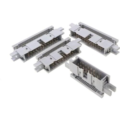 50 pcs 0.100" 2.54 mm IDC Box header PCB Male Headers 10 14 16 20 26 30 34 40 50 60 64 Pin Mounting Ears For 1.27mm Flat cable