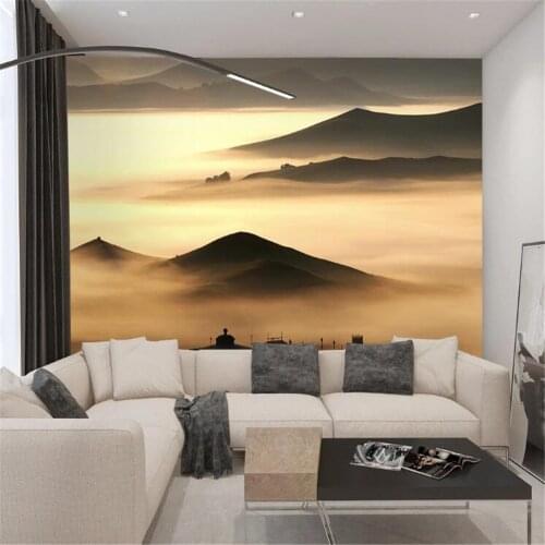 Milofi large non-woven wallpaper mural modern minimalist misty grassland living room bedroom background wall
