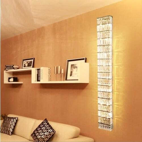 Art deco living room Large Crystal wall light Modern long crystal wall sconce Hotel E14 Led indoor wall lamp Applique Luminaire