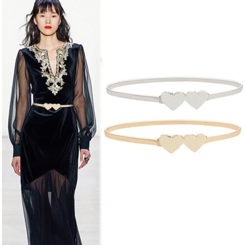 Elastic Thin Belt Women with Skirt Golden Elastic Waist Chain Decorative Dress Simple Versatile Metal Corset Skirt Waistband