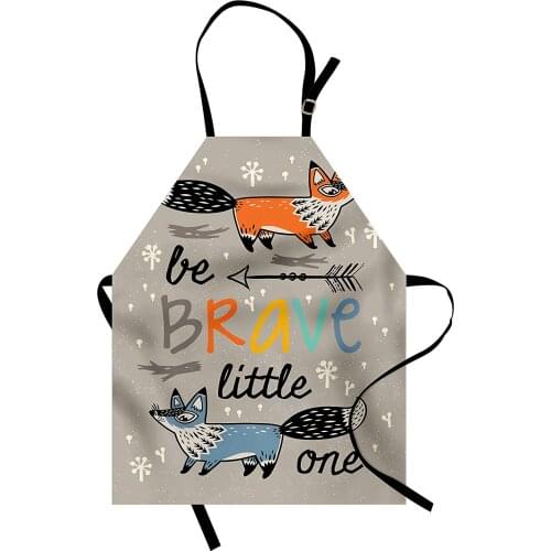 Be Brave Apron Be Brave Little One Quote with Ornamental Foxes Arrows Flowers Childish Design Kitchen Accessories Cooking Apron