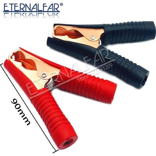 Hot Car Alligator Clips Battery Clamps Crocodile Clip 100A Red+Black 90mm *75mm jacket electric bottle clamp power test clip