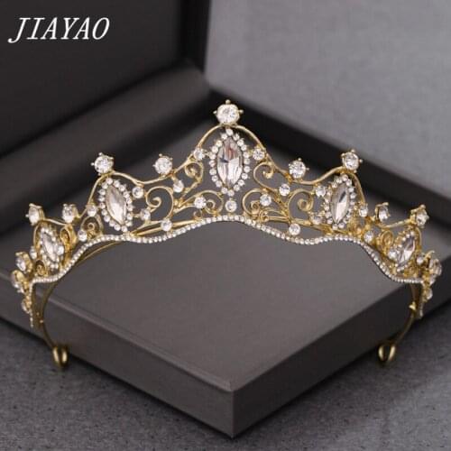 Crystal Rhinestone Bridal Hair Accessories Bride Tiara Wedding Crown Girls Headpiece Light Golden Princess Crown Headband