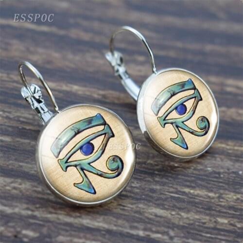 Artistic Ear Pendants Egyptian Ankh Pharaoh Pyramid Hook Earrings Ancient Egypt Culture Sphinx Anubis Scarab Glass Earrings