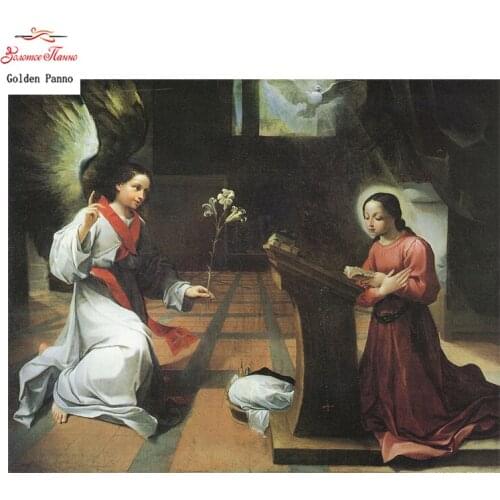 Golden Panno,diamond painting 5D Diy full square Religion Diamond embroidery Girl to pray painting Mosaic picture by rhinestones