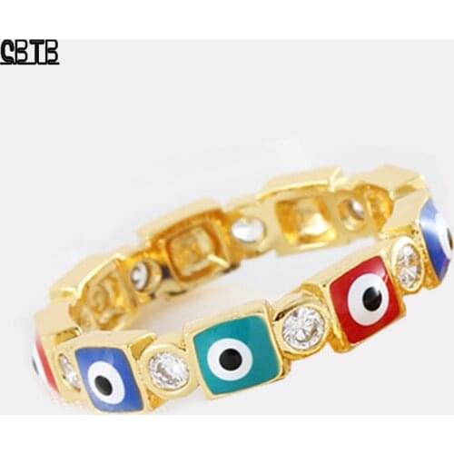 Golden Cool Circle Lucky Demon Eye Unisex Ring Personality Funny Punk Street Style Top Quality Jewelry Holiday Gift