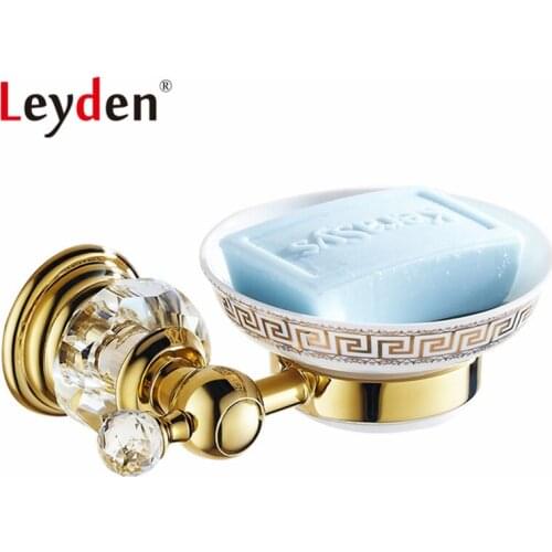 Leyden Luxury Soap Dish Holder Crystal Bathroom Soap Dishes Ceramics Soap Dishes Shower Holder Wall Mounted Bathroom Accessories