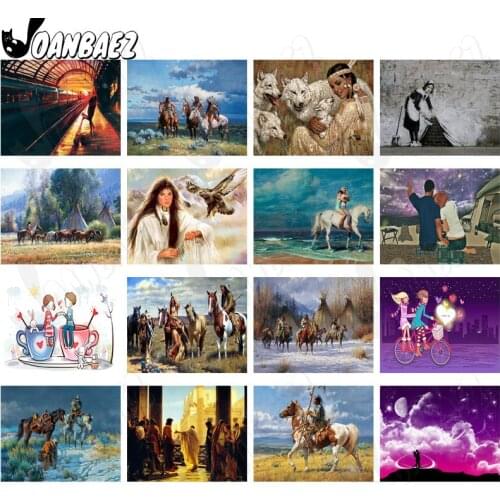 Horse Hunter 5D Diy Diamond Painting Abstract Character Round Diamond Art Inlaid Home Room Wall Decoration Accessories