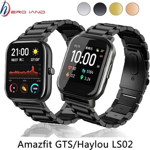 Metal belt For Xiaomi Huami Amazfit GTS Strap Adjustable stainless steel Smart Bracelet watchband for haylou LS02 Wristband