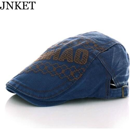 JNKET Fashion Spring and Autumn Peaked Cap New Men Leisure Beret Hat Womens Sun Hat Vintage Style Denim Hat
