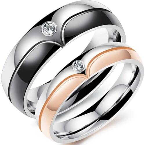 Fashion Wedding Rings for Men/Women CZ Couple Ring 316l Stainless Steel Engagement Jewelry