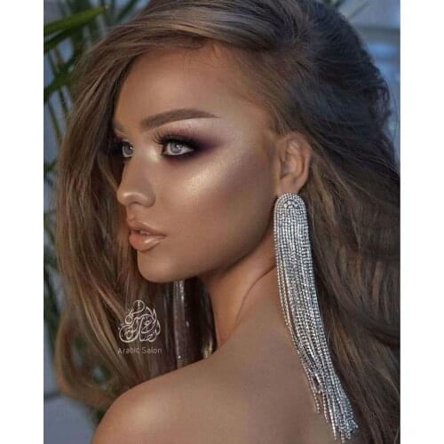 Fashion exaggerated rhinestone long tassel earrings womens pendant earrings crystal long earrings wedding jewelry2020