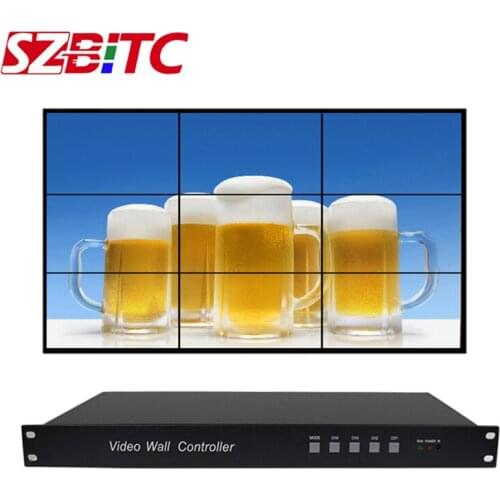 SZBITC Video Wall Controller 3x3 Video Splicing Processor VGA USB DVI HD Splitter With RS223,Remote Control for 9 LCD TVs