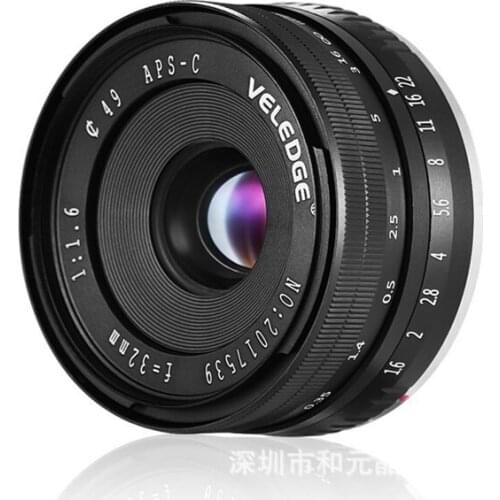 VELEDGE Camera Lens 32Mm F/1.6 Manual Focus Prime Lens Sharp High Aperture, For Sony A6000 A6300 A6500 NEX 5 6 7 C