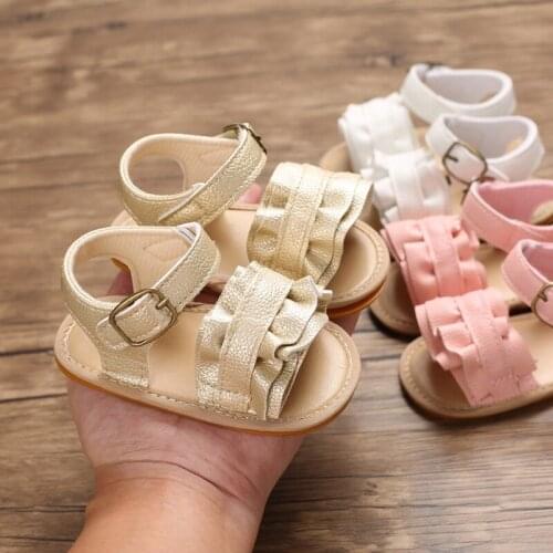 Infant Baby Girl Shoes Toddler Flats Sandals Premium Soft Rubber Sole Anti-Slip Summer Flower Lace Crib First Walker Shoes