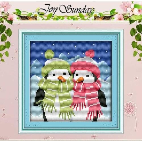A Couple Of Penguins Counted Cross Stitch 11CT 14CT Cross Stitch Set Wholesale DIY Cross-stitch Kit Embroidery Needlework